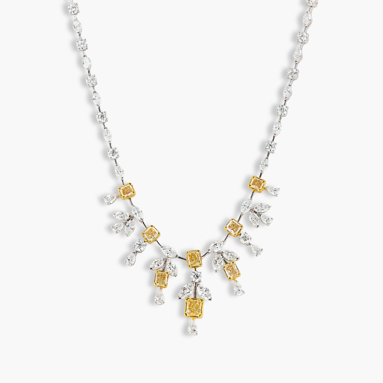 Yellow Diamond Fancy Multi Shape Necklace